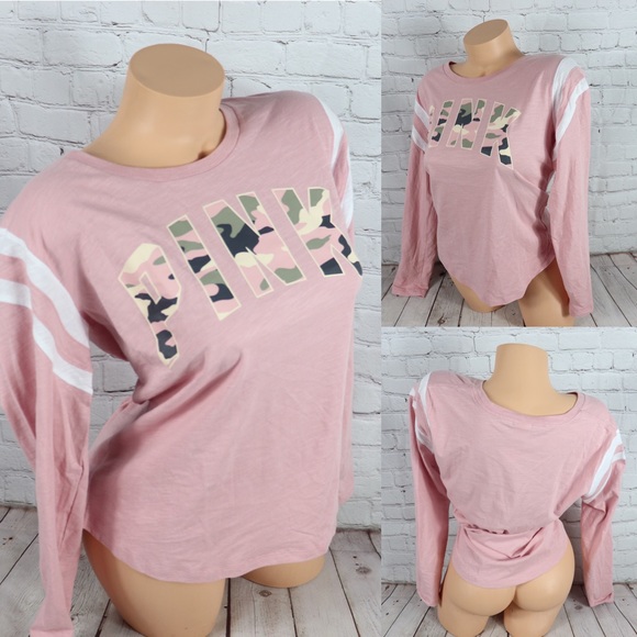 VS PINK Camp Logo Long Sleeve football Tee Shirt - Picture 3 of 8